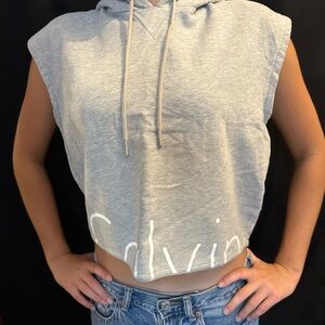 Calvin Klein Jeans Light Gray Sleeveless Hoodie